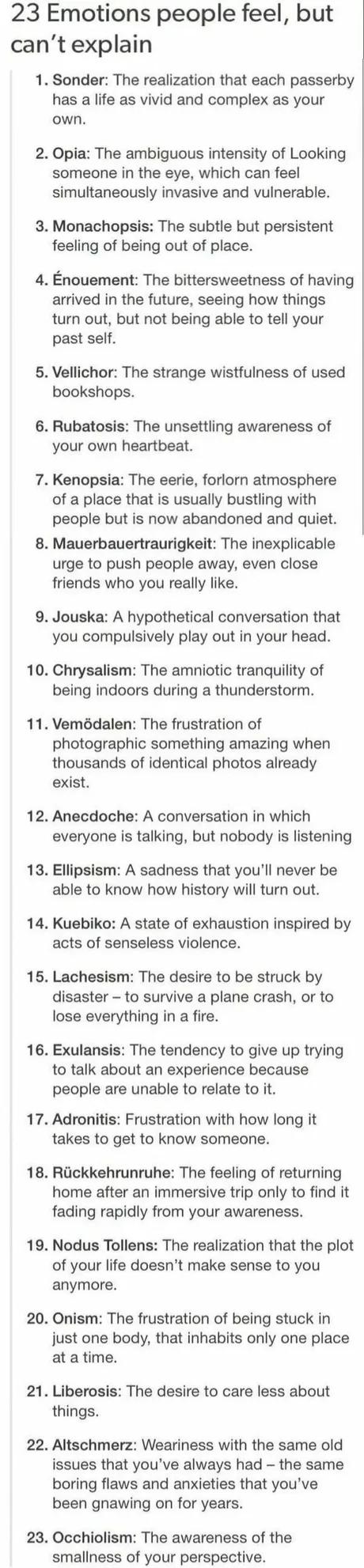 23 emotions Everyone Experiences But Can’t Always Explain