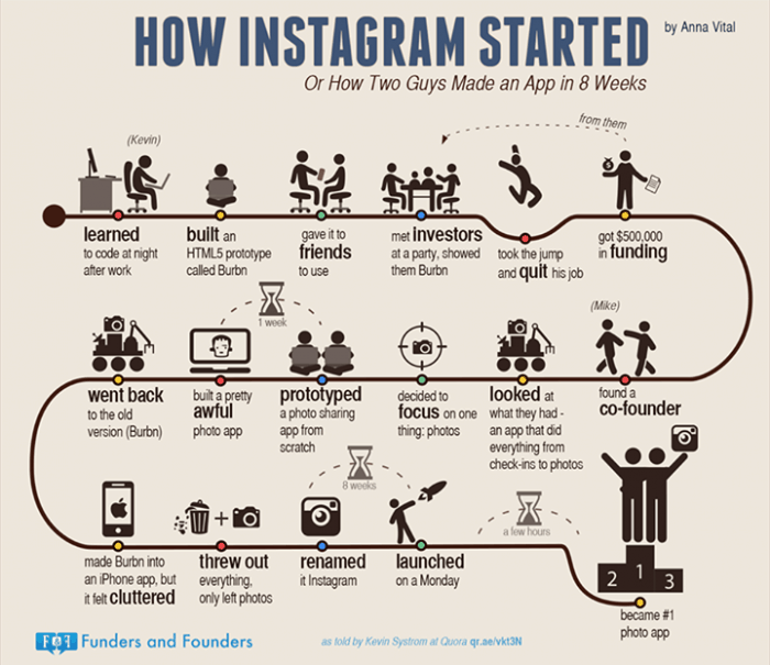 Flowchart How Instagram Started Infographic