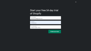 signup form for shopify free trial